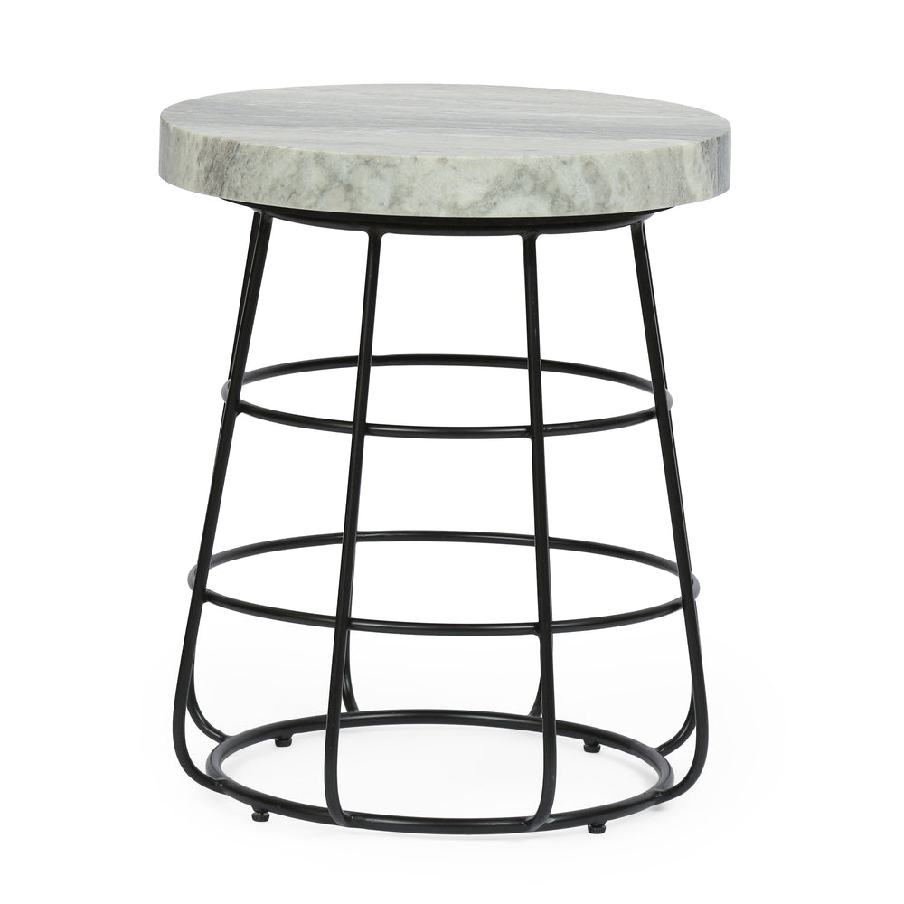 English Elm Christopher Knight Home® - Modern Marble Top Side Table with Hollow Iron Frame, Handcrafted Black & White Chic Accent, 18" H 71073.00