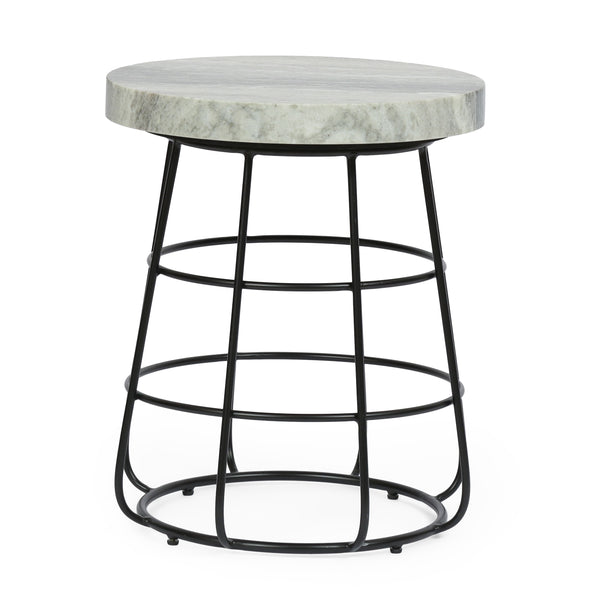 English Elm Christopher Knight Home® - Modern Marble Top Side Table with Hollow Iron Frame, Handcrafted Black & White Chic Accent, 18" H 71073.00