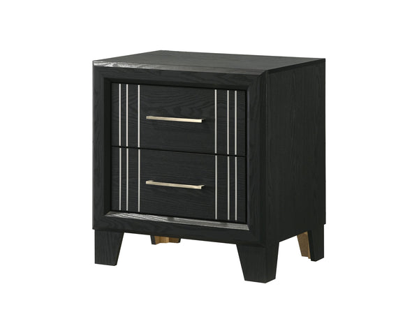 English Elm 1pc Modern Faux Marble Top Nightstand with Two Drawers, Sleek Contrast Finish, Compact Bedroom Storage Charcoal 19.49 L x 24.61 W x 23.62 H B2741P330648