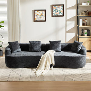 English Elm Curved Chenille Loveseat with Memory Foam Cushions for Compact Living Spaces Black W2915S00081