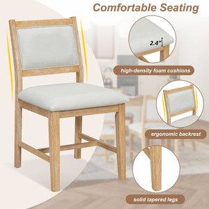 English Elm TREXM 7-Piece Retro Dining Table Set for 6 with Distressed Oak Veneer, Upholstered Comfort Chairs Natural ST000143AAN