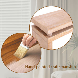 English Elm Narrow Natural Wood Console Table 52.6" — Slim 12" Depth Entryway Hallway Table with Bead Detail, Rustic Modern Style W2729P270749