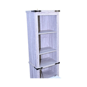 English Elm Narrow Farmhouse Bathroom Storage Cabinet with Adjustable Shelves, Drawer & Tall Linen Tower Design Grey+White W1412P271797