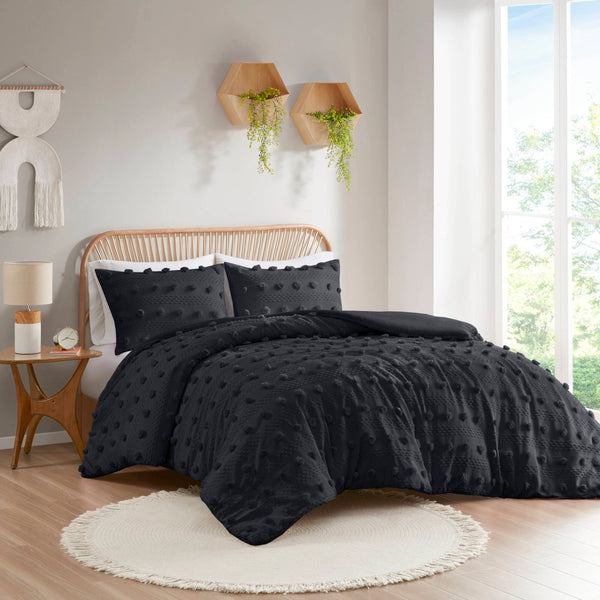 English Elm 3 Piece Jacquard Duvet Cover Set Pompom Texture Brushed Reverse Bedroom Bedding B035P319882