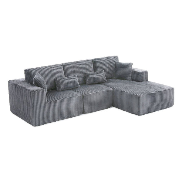 English Elm 109'' Modular Cloud Sectional with Deep Corduroy Seat for Living Room Lounging W1117S00306