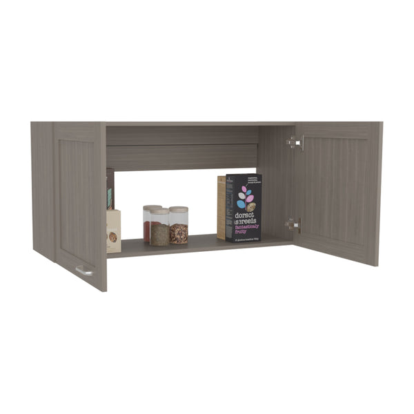 English Elm Zurich Wall Cabinet Double Door Wide with One Shelf, Light Gray MDF, Space-Saving Bardolino Finish B200P335340