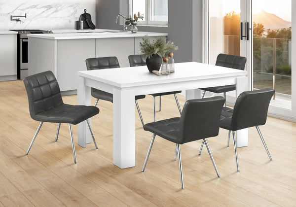 English Elm Dining 60" Rectangular White Laminate Dining Table for 6 — Thick Panel MDF, Block Legs, Modern Chic B2710P286985