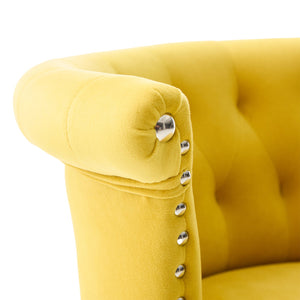 English Elm COOLMORE Velvet Bar Stool with Anti-Slip Large Base, Adjustable 360° Swivel, Plush Foam Comfort Yellow W1539P320508