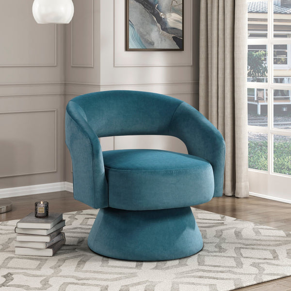 English Elm Modern Swivel Accent Chair in Lux Velvet Upholstery with Solid Wood Base, Compact Stylish Seating Teal 27.75 L x 26.5 W x 19.75 H B011P283808