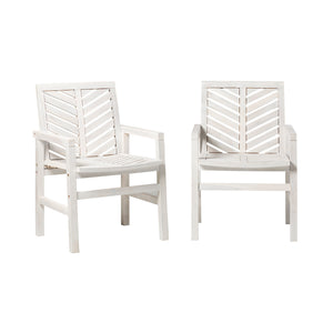 English Elm Walker Edison - Modern Acacia Patio Chairs Set of 2 — White Washed Chevron Design, Contoured Seats, Durable Outdoor Wood Finish B185P169303