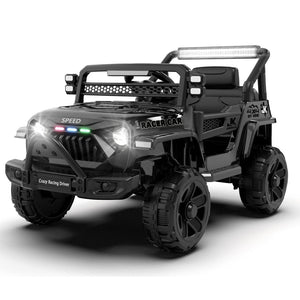 English Elm 12v Kids Electric Ride on Truck with Parental Remote Four Wheel Suspension and Led Lights Black W1578P187459