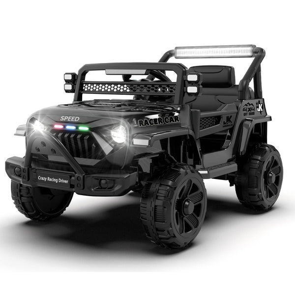 English Elm 12v Kids Electric Ride on Truck with Parental Remote Four Wheel Suspension and Led Lights Black W1578P187459