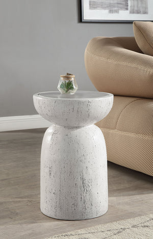 English Elm Dylana Natural Gray Round Fiber Concrete Accent Table – Lightweight Faux Concrete, Eco Cement Modern Chic B2726P246009