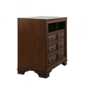 English Elm 6-Drawer Media Chest with Open Shelf, Brown Cherry Finish — Spacious Drawers, Sturdy Classic Design B016P356214