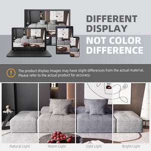 English Elm Modern Modular Sectional Sofa With 2 Ottomans, Plush Chenille Fabric, 4 Accent Pillows, Grey Elegance W1885S00060