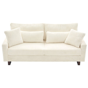 English Elm Modern Corduroy Upholstered Loveseat Sofa with Pocket Springs and Four Accent Pillows Beige N763S000040A