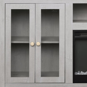 English Elm Ellington 74" TV Stand Console with Realistic Electric Fireplace, Heater, LED Ambiance, Storage B061P296416