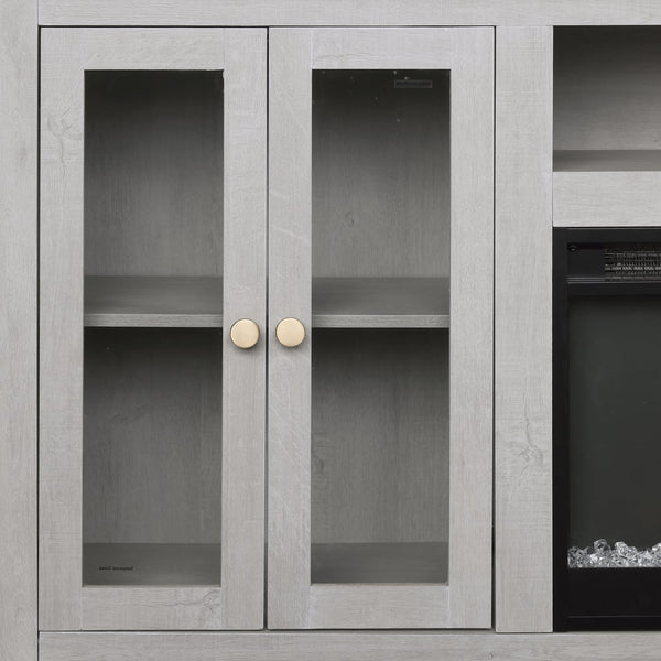 English Elm Ellington 74" TV Stand Console with Realistic Electric Fireplace, Heater, LED Ambiance, Storage B061P296416