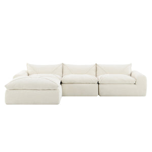 English Elm 116'' Fully Compressed Sofa with Legless Chenille Design, High-Density Comfort, Modular Flexibility and No Assembly Required White N723S9707A