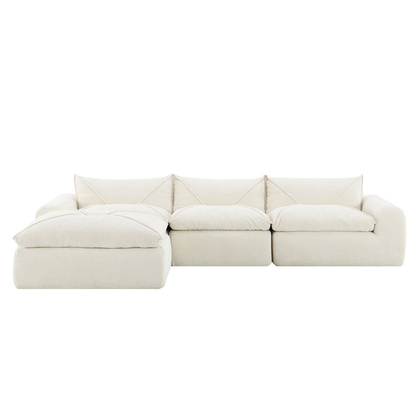 English Elm 116'' Fully Compressed Sofa with Legless Chenille Design, High-Density Comfort, Modular Flexibility and No Assembly Required White N723S9707A