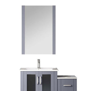English Elm Dark Grey Bath Vanity Set With Mirror, Faucet, Side Cabinet & White Ceramic Top For Space-Saving Style B2731S01361