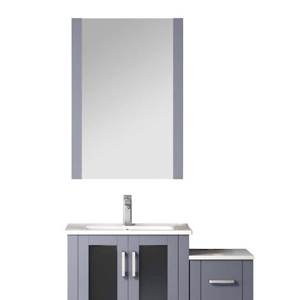 English Elm Dark Grey Bath Vanity Set With Mirror, Faucet, Side Cabinet & White Ceramic Top For Space-Saving Style B2731S01361