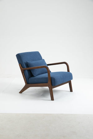 English Elm Mid Century Modern Upholstered Accent Chair Natural Wood Frame with Lumbar Cushion Support W2530P407181