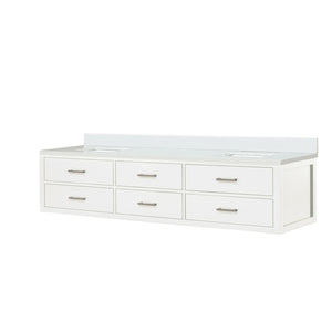 English Elm White Double Bath Vanity 84" W With Cultured Marble Top – Elegant Design, Soft-Close Drawers & Storage B2731P258160-GIGA