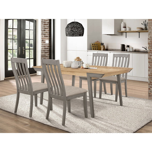 English Elm Kalina 5-Piece Dining Set With Natural Acacia Table & Coastal Grey Chairs For Stylish Dining Spaces B062S01028