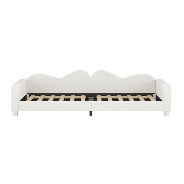 English Elm Twin Sherpa Upholstered Daybed with Cloud-Shaped Backrest, Cozy Sofabed Design, No Box Spring Needed White 42.5 L x 25.5 W x 8 H N733P234602K