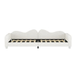 English Elm Twin Size Upholstered Daybed, Sherpa Fabric Sofabed With Cloud-Shaped Backrest, No Box-Spring Needed, White