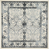 Unique Loom La Jolla Traditional Machine Made Floral Rug Ivory and Gray, Black/Gray/Ivory 9' 10" x 9' 10"