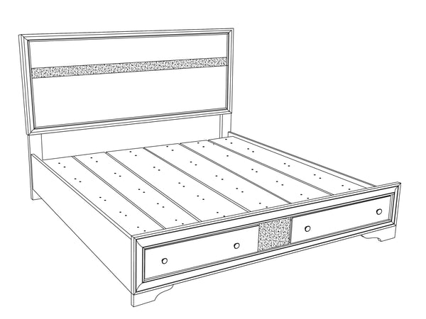 English Elm Madrid Queen Storage Bed With Gray Wood-Grain Finish, Modern Design, And Built-In Drawers For Clutter-Free Living B078S00623