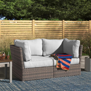 English Elm Fully Assembled Patio Wicker Loveseat With Plush Cushions For Ultimate Outdoor Comfort & Style B120S00147