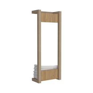 English Elm Arlington Wall Towel Rack with Shelf & Bar, Natural Oak Finish — Space-Saving, Sturdy Storage for Baths B200P362034