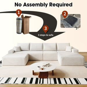 English Elm 135" Cloud Sectional Sofa With Ottoman - Plush U-Shaped Minimalist Couch For Cozy Living Spaces W2824S00120