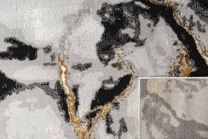 English Elm "Tali" Luxury Area Rug – Modern Grey & Black Abstract Design With Gold Accents For Any Room Decor B030P216142