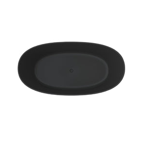 English Elm 65" Freestanding Soaking Bathtub Matte Black Stone Resin with Integrated Acrylic Shelf T3785P490214