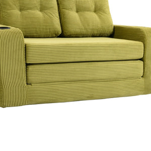 English Elm Convertible Floor Sofa Bed with Memory Foam and Ribbed Corduroy for Small Spaces Olive W395P438030