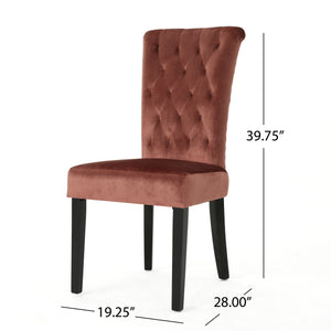 English Elm Christopher Knight Home® - KD Velvet Tufted Dining Chair with High Buttoned Back and Flared Design, Sturdy Dark Wood Legs Blush 54259.00NVLTBLSH