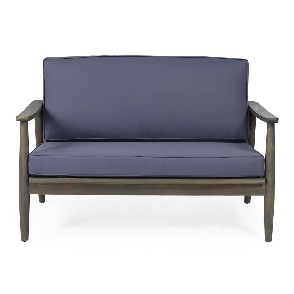 English Elm Christopher Knight Home® - Patio Loveseat And Coffee Table Set - Minimalist Acacia Wood Furniture For Relaxing Outdoor Spaces 68628.00GDGRY