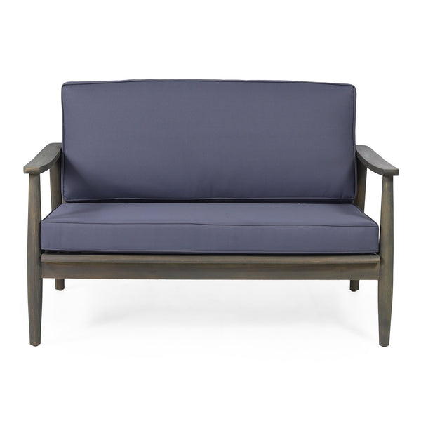 English Elm Christopher Knight Home® - Patio Loveseat And Coffee Table Set - Minimalist Acacia Wood Furniture For Relaxing Outdoor Spaces 68628.00GDGRY