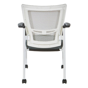 OSP Home Furnishings Progrid® Mesh Back Guest Chair with Lumbar Support Padded Seat and Metal Frame Grey 8840W-2M