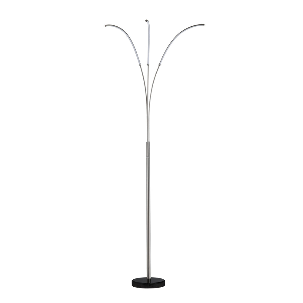 Crestview Collection 90"H Sleek Metal Floor Lamp With Elegant Black Marble Base, Integrated Led, And Minimalist Design   Cvaer2124