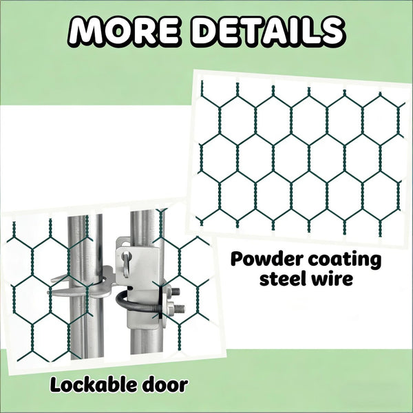 English Elm Large Galvanized Steel Walk-in Poultry Run with Oxford Canopy for Outdoor Flocks T3971S00112