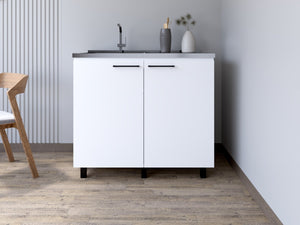 English Elm Utility Sink Cabinet Stainless Steel Basin Freestanding Farmhouse Storage Unit B092S00151