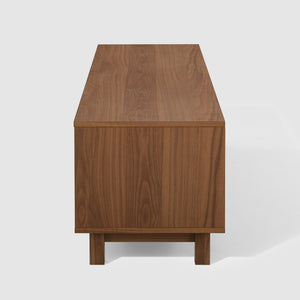 Arundo Mid-century Modern 58" TV Stand with Stylish Reeded Doors, Open Storage & Mocha Finish