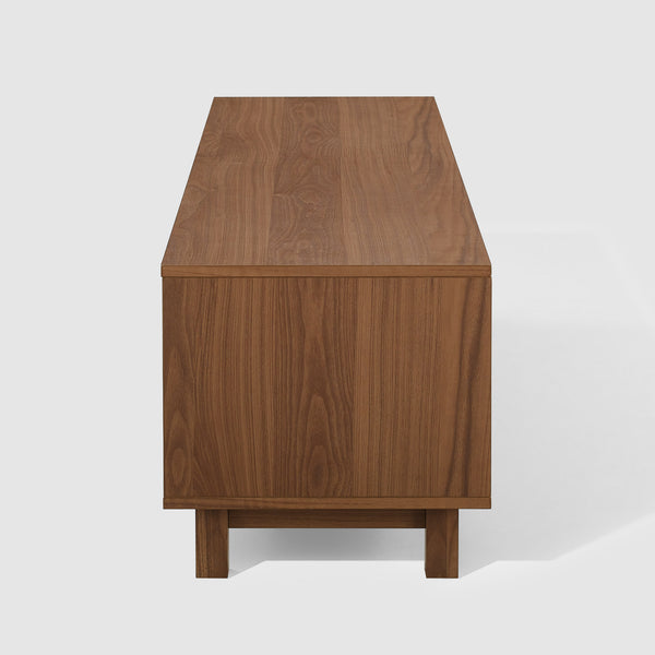 Arundo Mid-century Modern 58" TV Stand with Stylish Reeded Doors, Open Storage & Mocha Finish