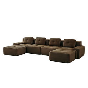 English Elm 153" Modern U-Shaped Modular Sectional Sofa - Luxurious Corduroy, Ergonomic Comfort, No Assembly Needed! W714S01509