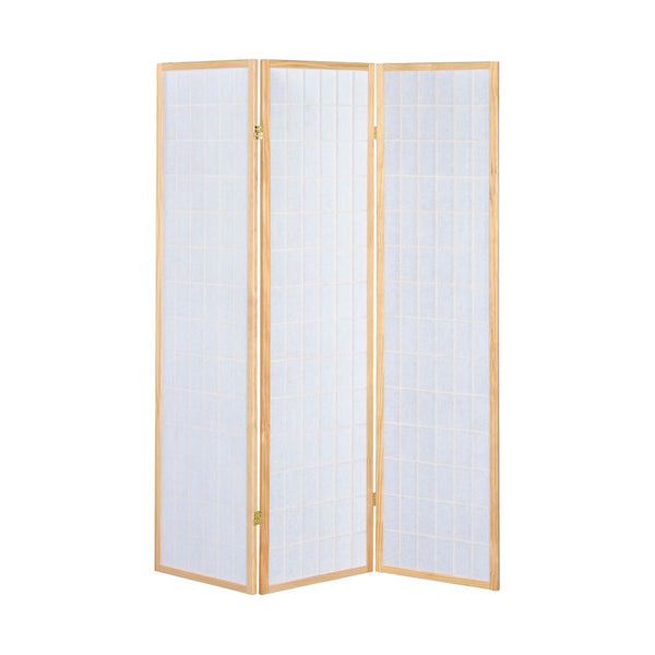 English Elm 3-Panel Folding Shoji Screen Room Divider with Brown Wood Frame for Privacy, Decorative Accent, 72" Natural B016P370022